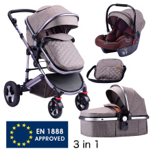 EN1888 New Design top quality fashion design 3 in1 cheap price Carrycot Foldable Travel system baby stroller